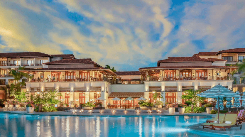 Luxurious view of the St. Regis Bali Resort & Spa, showcasing its elegant architecture and serene tropical surroundings.
